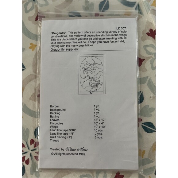 Dragon Fly Stained Glass Quilt Pattern Wall Quilt Lovenest Designs Diana Moore - Picture 3 of 3